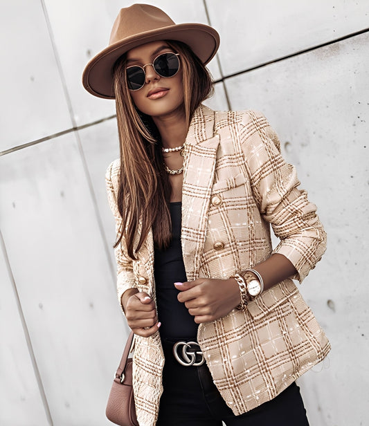 Cheri - Moderner, eng geschnittener Damenblazer mit Karo-Muster