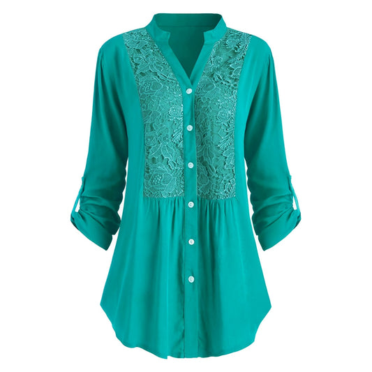 Delaney - Lange, bequeme Damenbluse mit Spitze
