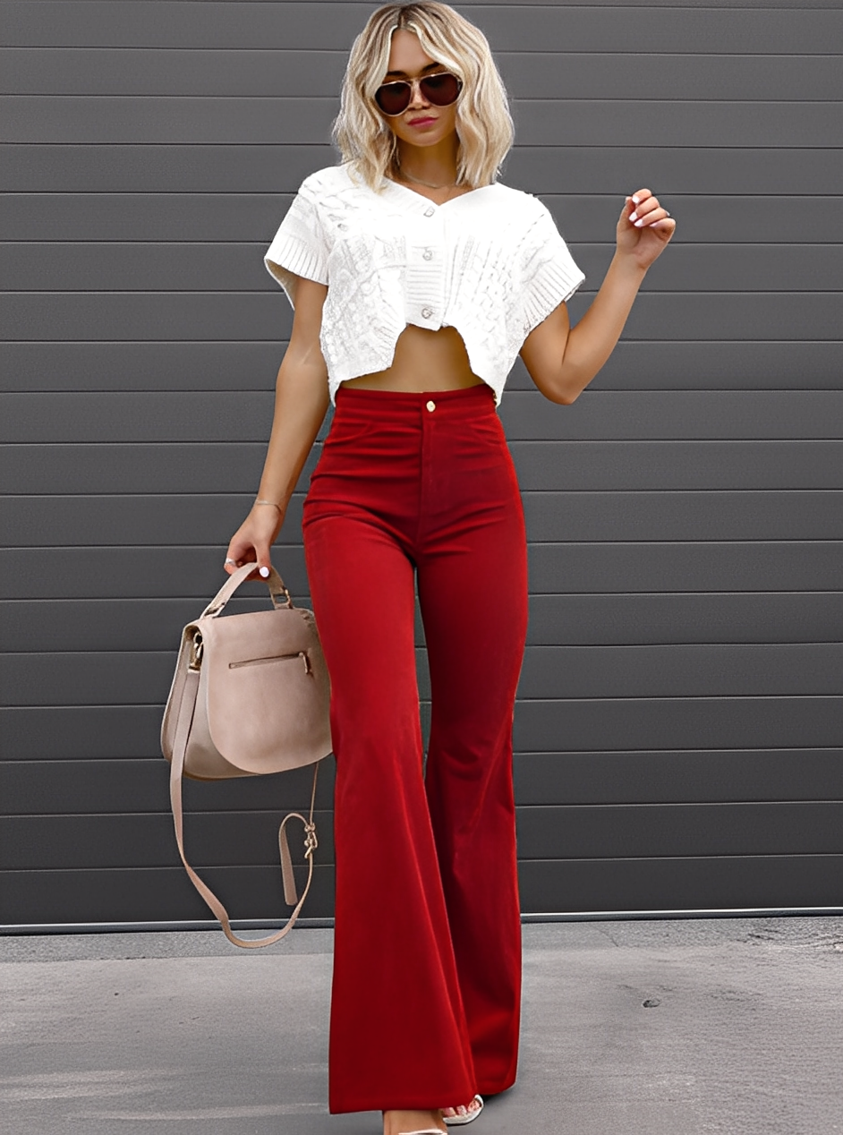 Deziree - Bequeme Schlaghose mit hohem Bund für Damen