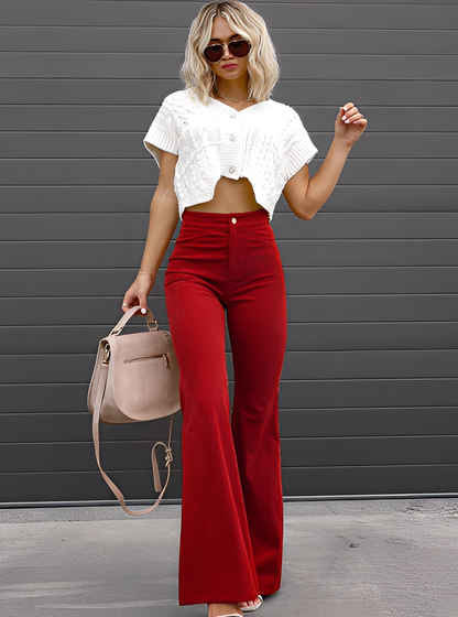 Deziree - Bequeme Schlaghose mit hohem Bund für Damen