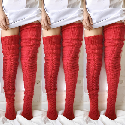 Hailee - Fluffy, knitted over-the-knee socks for women