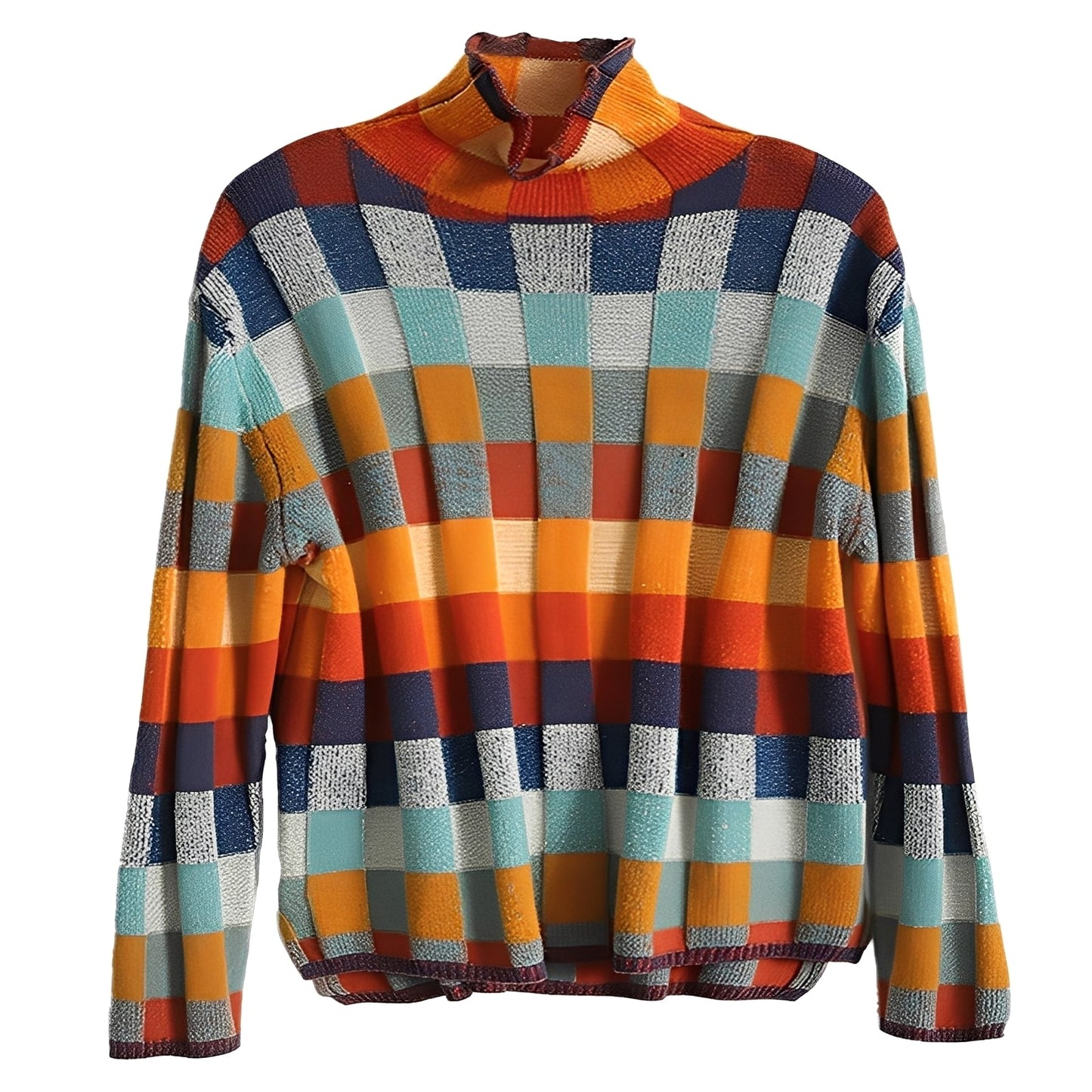 Katherine - damski sweter z eleganckiego patchworkowego kaszmiru