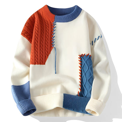 Carter - Stylish, warm men's sweater in patchwork style