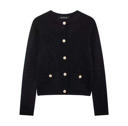 Zinnia - Cardigan confortable en tricot avec boutons dorés pour femmes