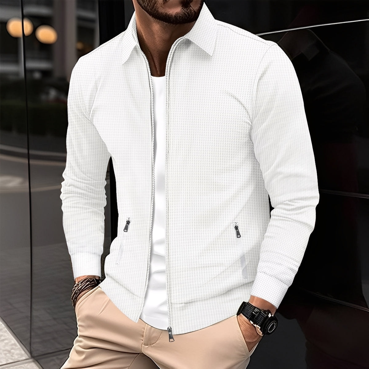 Norton - nowoczesna kurtka męska z zamkiem błyskawicznym na pogodę przejściową