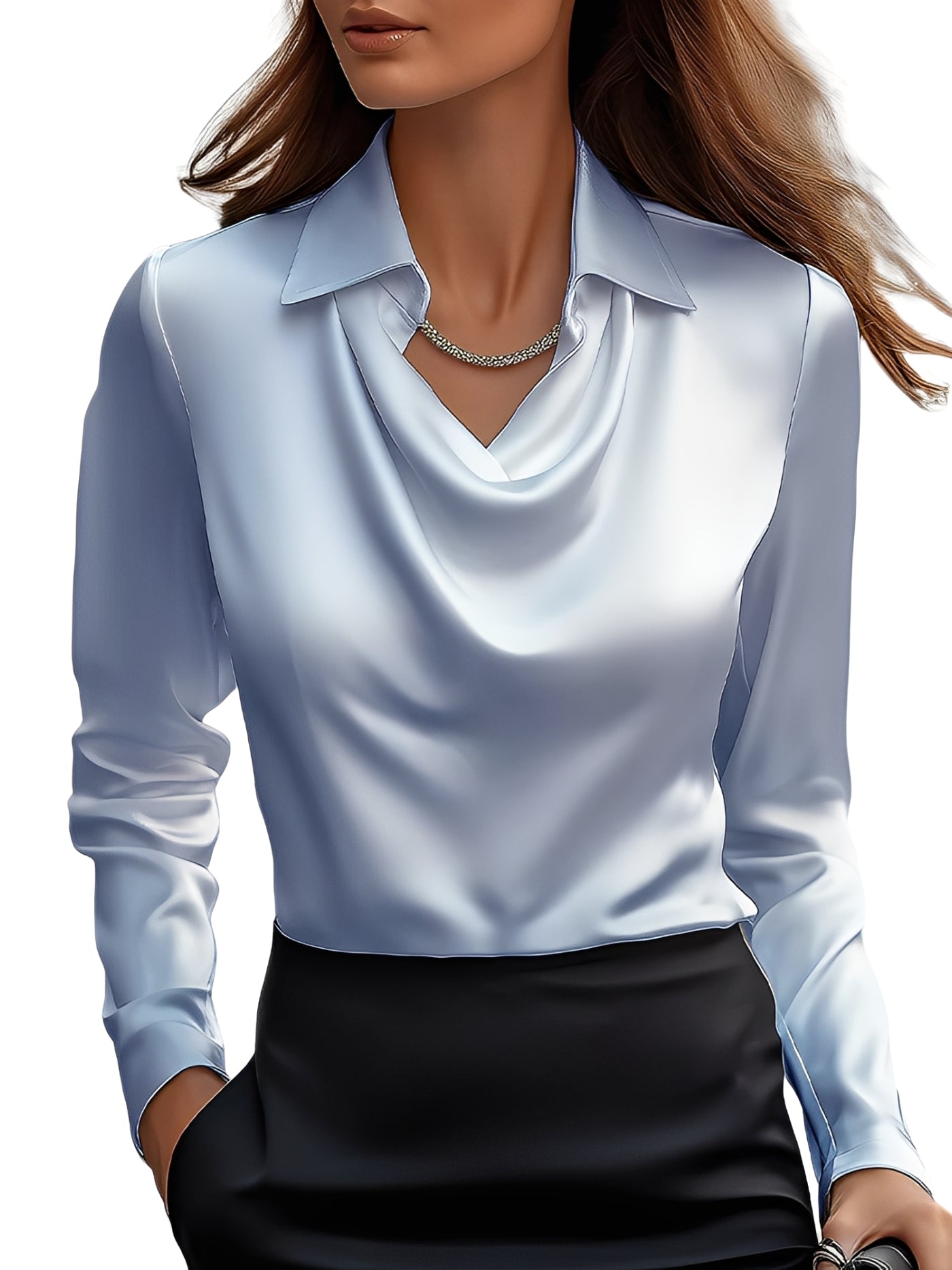 Dionne - Élégante blouse pour femmes en satin avec manches longues