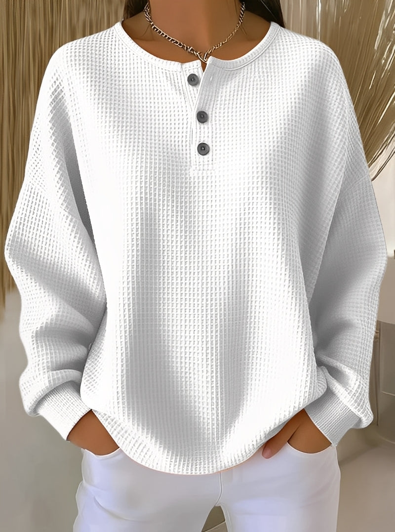 Anabella - Komfortabler Waffelpullover mit Knopfleiste für Damen