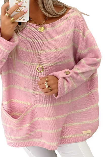 Elianna - Wygodny, szeroko krojony damski sweter w paski