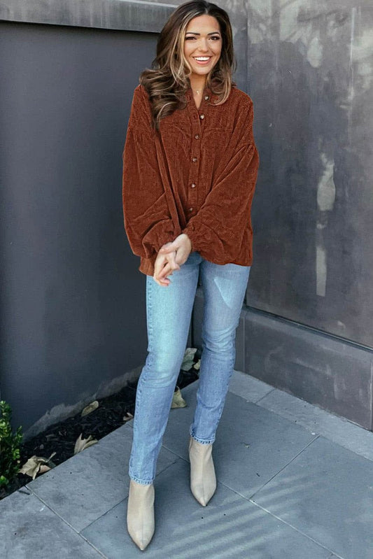Mai - Cordbluse mit Puffärmeln Damenmode