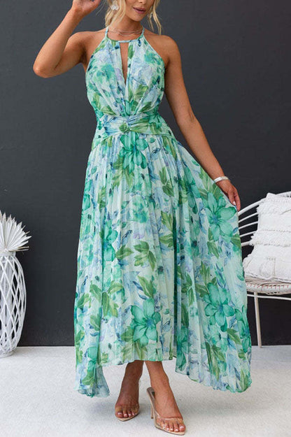 Jinora - Vielseitiges knielanges Kleid mit Blumenmuster