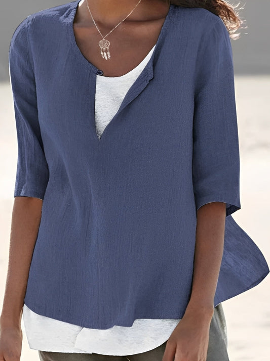 Charlie - Lässiges, weit geschnittenes Damenhemd mit 3/4-Ärmeln