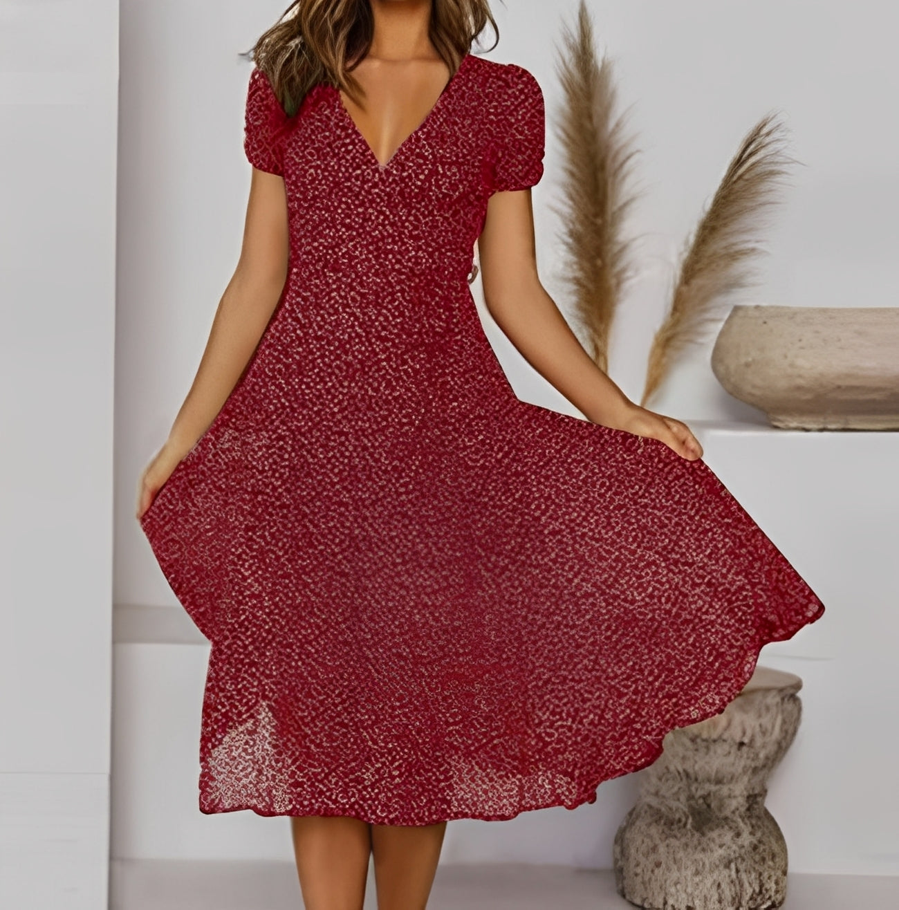 Elizabeth - Entspanntes, lockeres Damen-Kurzarmkleid