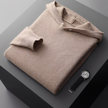 Darius - Stylová, teplá pletená mikina s kapucí pro muže