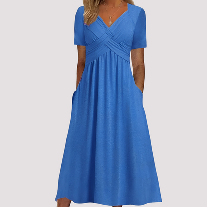 Gabriella - Elegantes Midikleid mit V-Ausschnitt für Damen