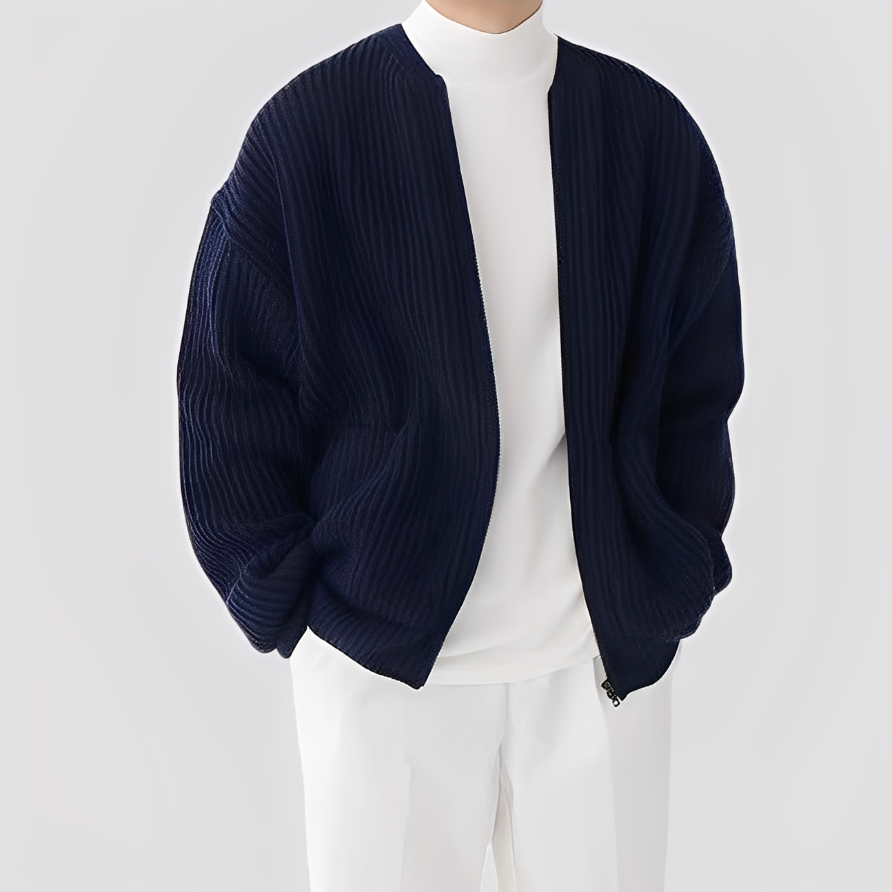 Willy - Casual men's knitted jacket with zipper