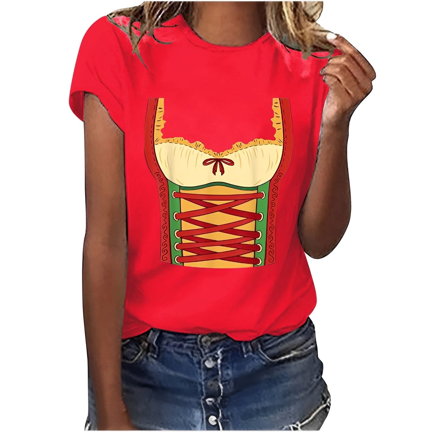 Hazel - Lockeres Oktoberfest-Shirt mit Druck für Damen