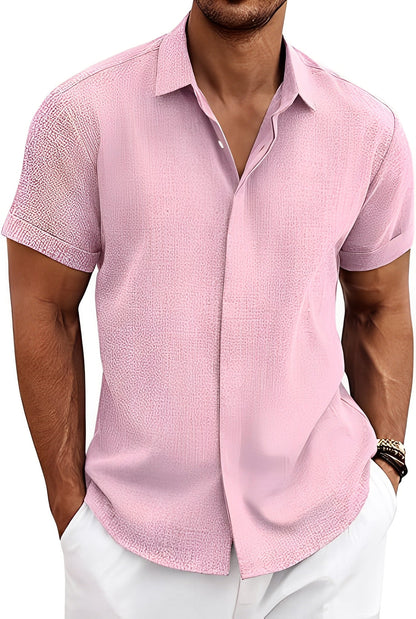 Theodore - Chemise décontractée légère pour homme à manches courtes, aérée