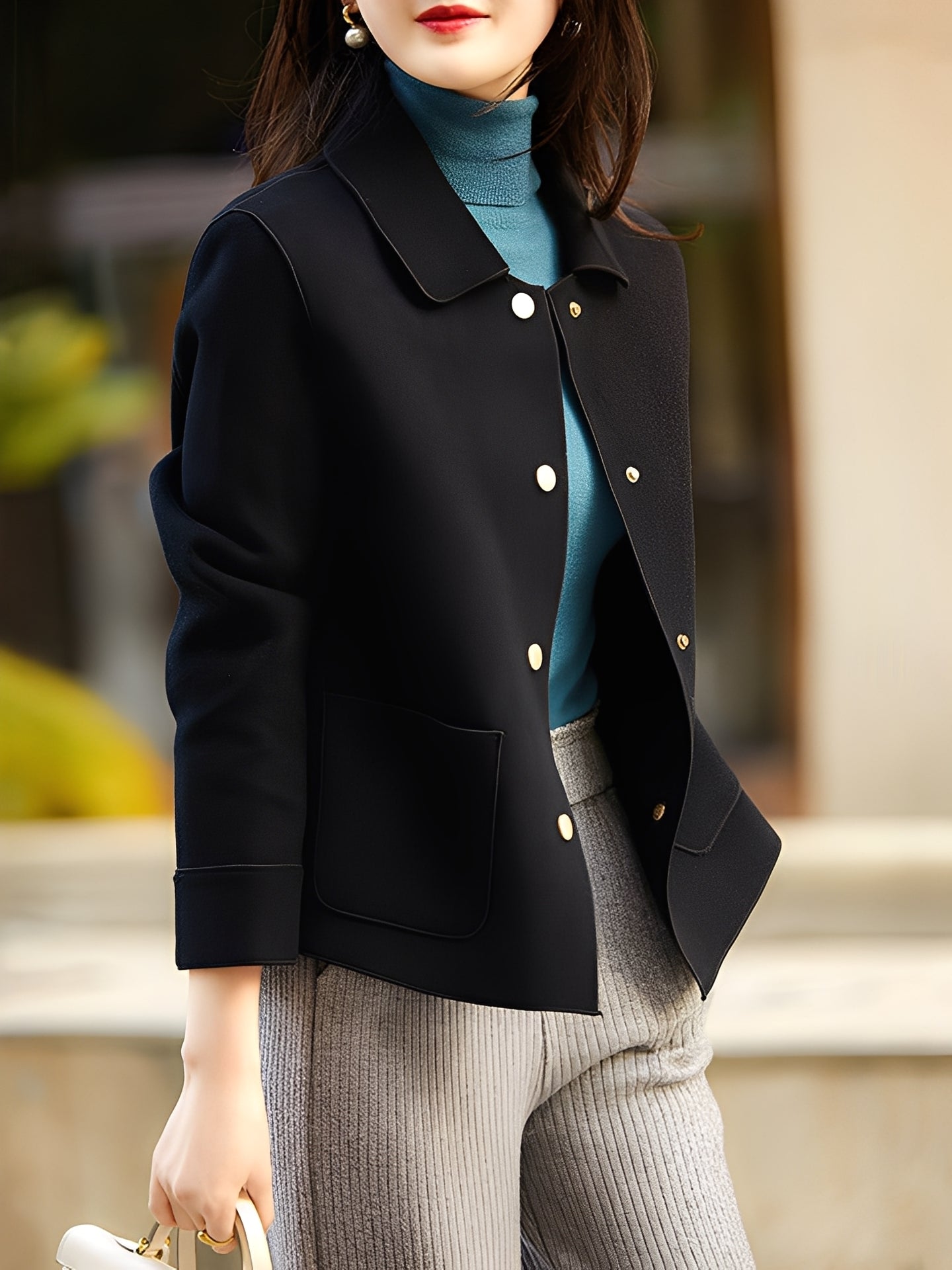 Meade - Modische, warme Damenjacke mit Knöpfen