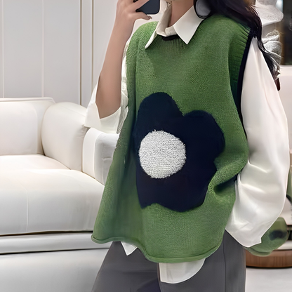 Lavina - Bequeme Strickweste mit Blumendesign für Damen