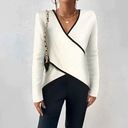 Freydis - Damen Langarmshirt mit V-Ausschnitt