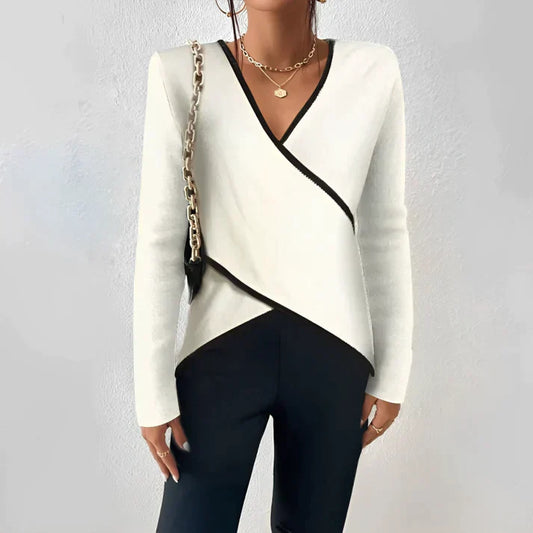 Freydis - Damen Langarmshirt mit V-Ausschnitt