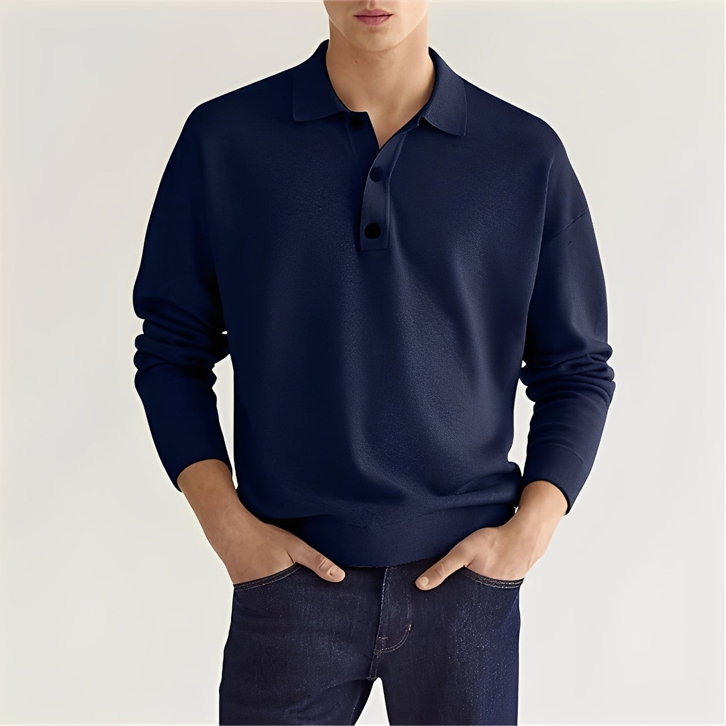 Carlton - Polo à manches longues simple pour hommes
