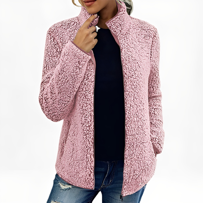 Alethea - damski płaszcz z polaru i aksamitu w modnym stylu