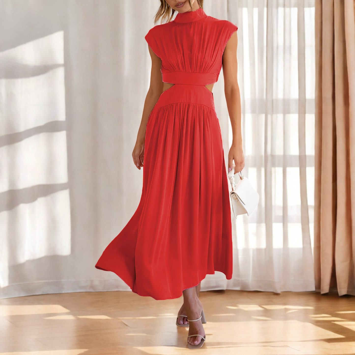 Christina - Lockeres Maxikleid mit Taillenausschnitt für Damen