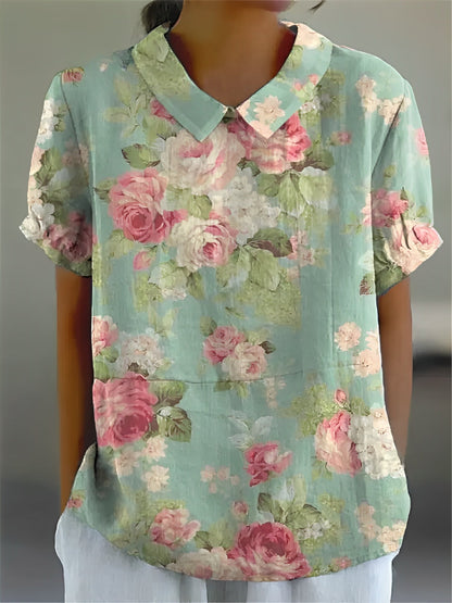 Teresa - Lockeres Leinenhemd mit Blumenprint