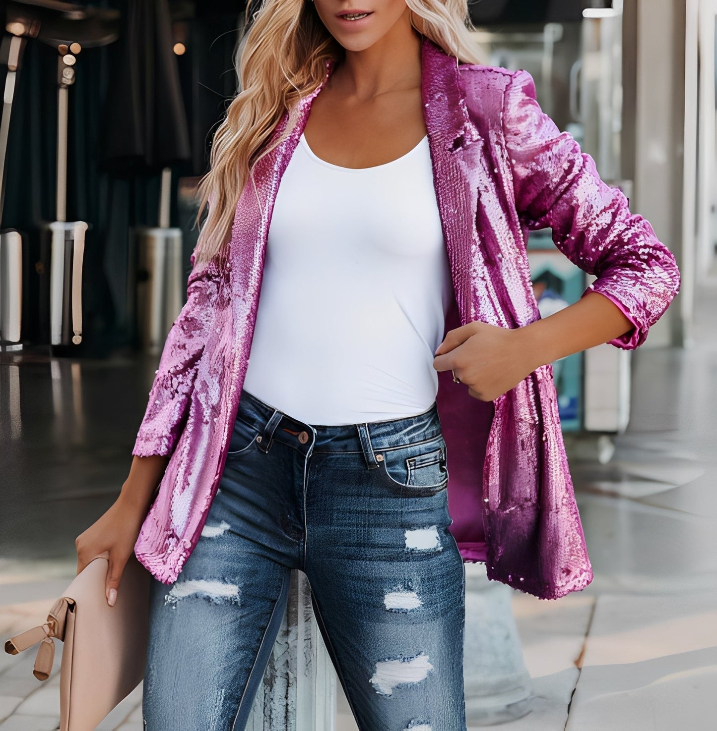 Abigaëlle - Damenblazer mit Revers und Glitzer