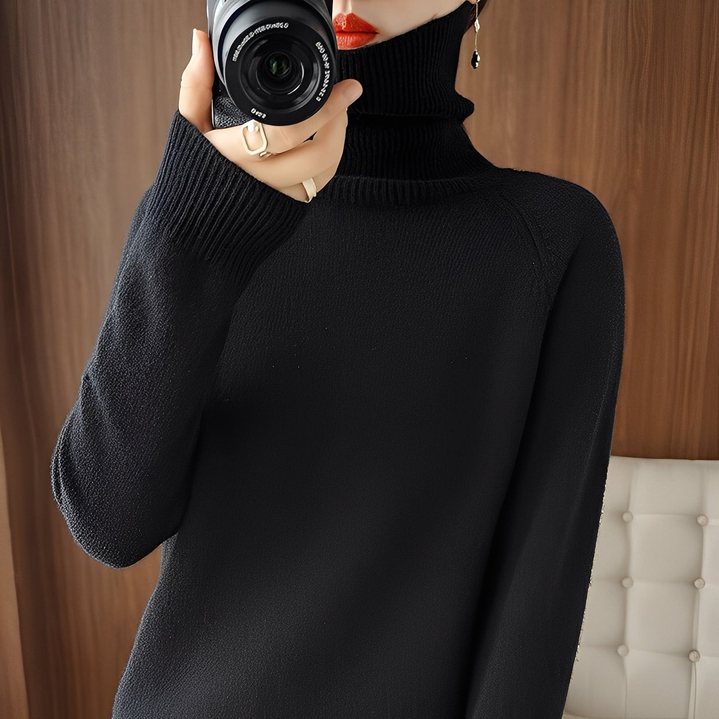 Kaycee - Moderní pletený rolákový svetr pro dámy