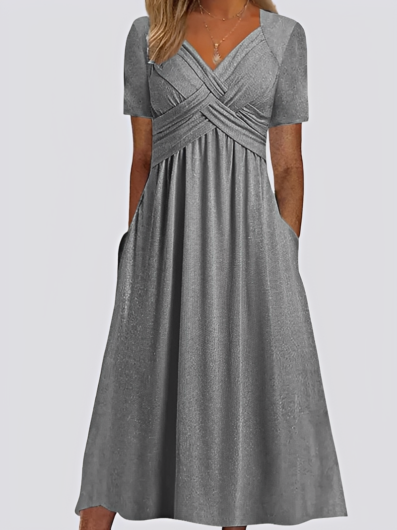 Salma - Lockeres Midikleid für Damen mit femininer Note und kurzen Ärmeln