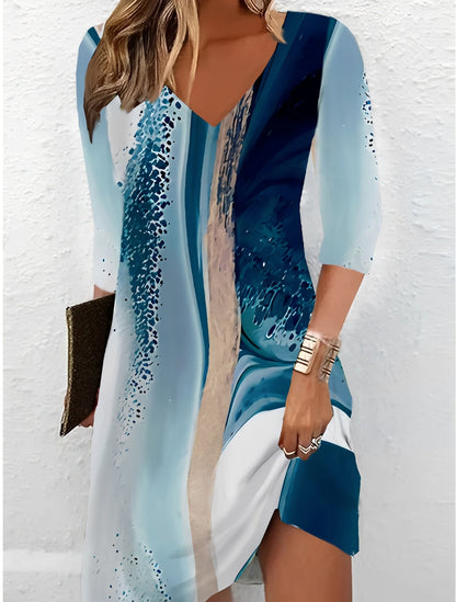 Alicia - Elegantes Damenkleid mit V-Ausschnitt und Muster