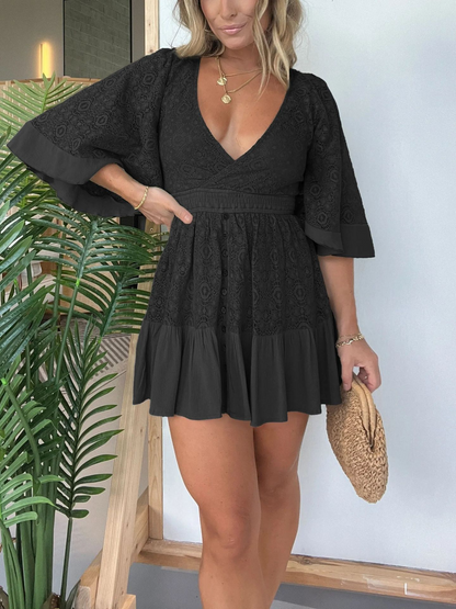 Catrina - Damen-Hipster-Kleid mit Häkel-Details