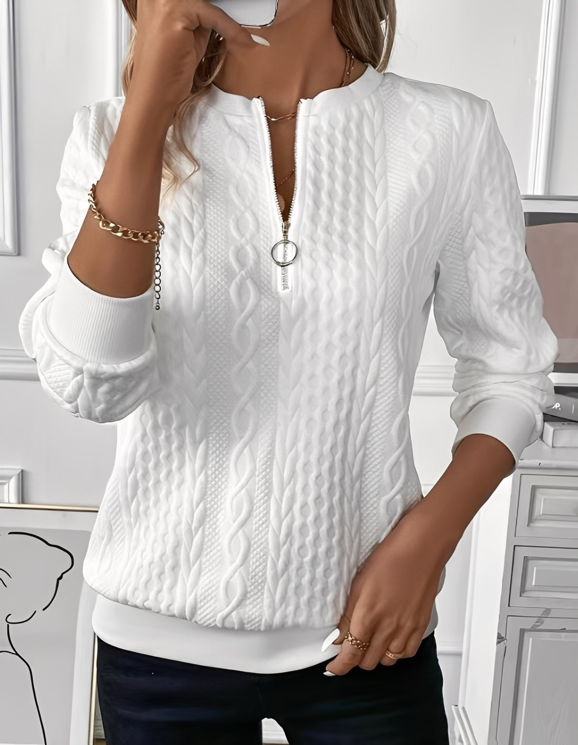 Davida - Eleganter, weicher gesteppten Damenpullover