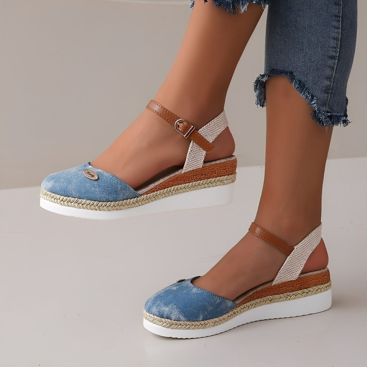 Elinor - Bequeme Hanf-Keilsandalen für Damen