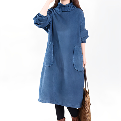 Elouise - Robe en velours côtelé ample avec poches pour femmes