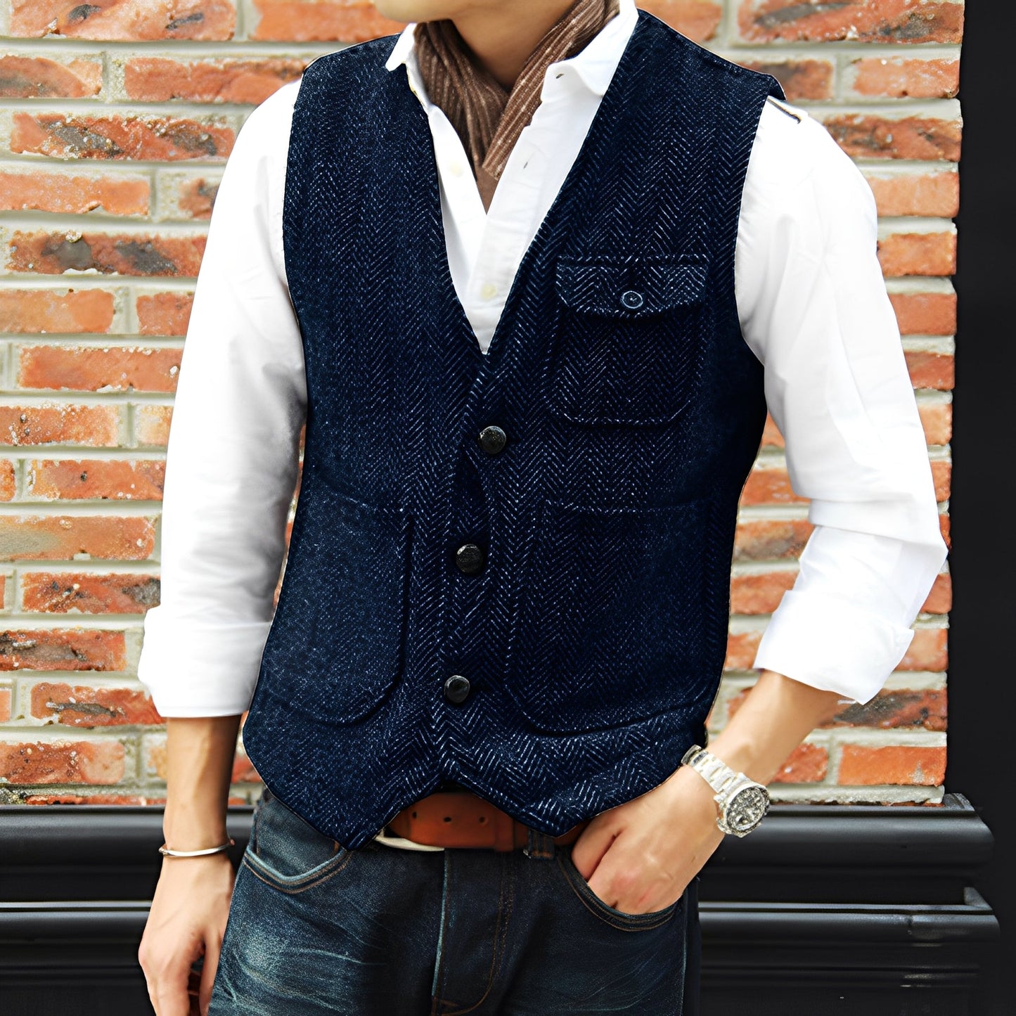 Matthew - Elegant tweed vest with pockets for men