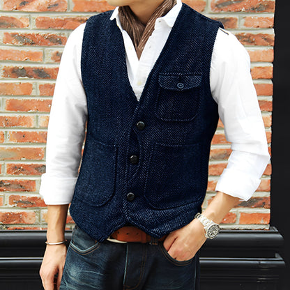 Matthew - Elegant tweed vest with pockets for men