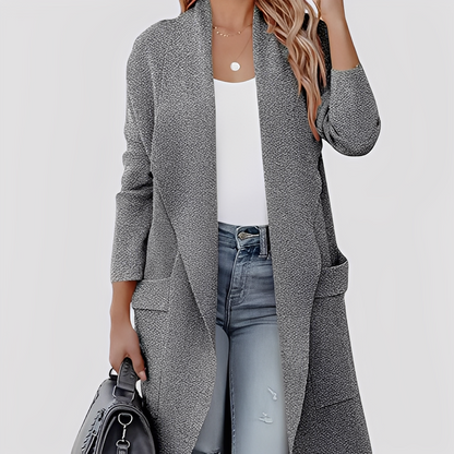 Chantal - Comfortable long tweed cardigan for women