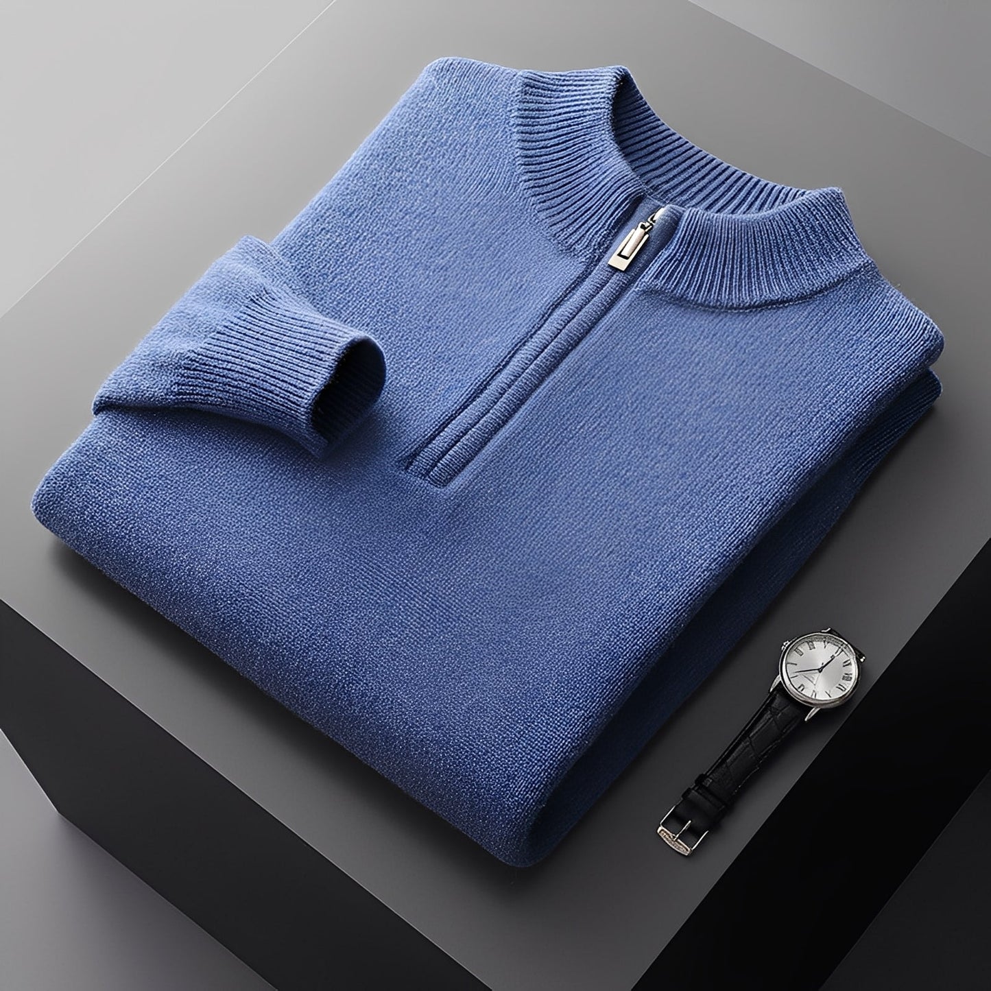 Weldon - pánský pletený svetr s polovičním zipem