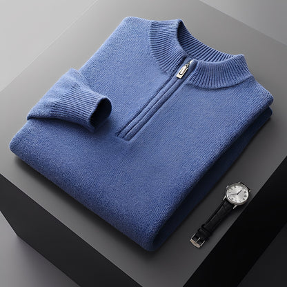 Weldon - pánský pletený svetr s polovičním zipem