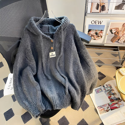Haylee - Gemütlicher Strick-Hoodie mit Knöpfen für Damen