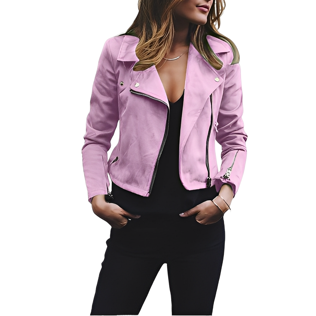 Euphemia - Fashionable short women's jacket with lapel collar