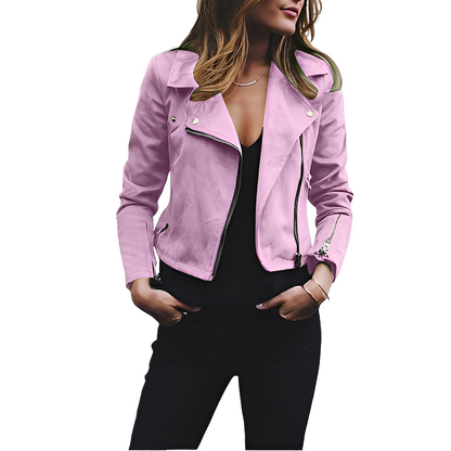 Euphemia - Fashionable short women's jacket with lapel collar