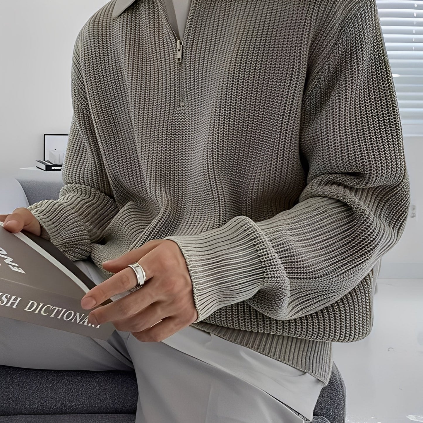 Jeffrey - módní, volně pletený pánský svetr