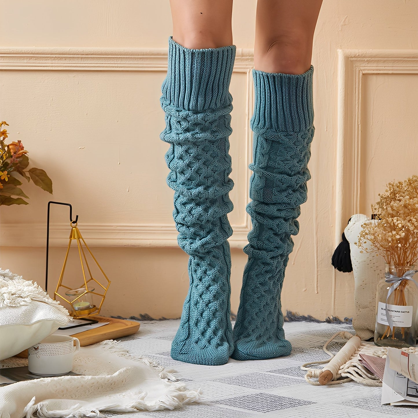 Jillian - Stilvolle, warme, lange Wollsocken für Damen
