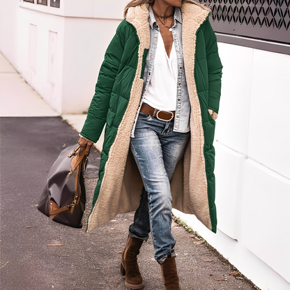 Nadège - Cappotto invernale lungo trapuntato da donna con cappuccio