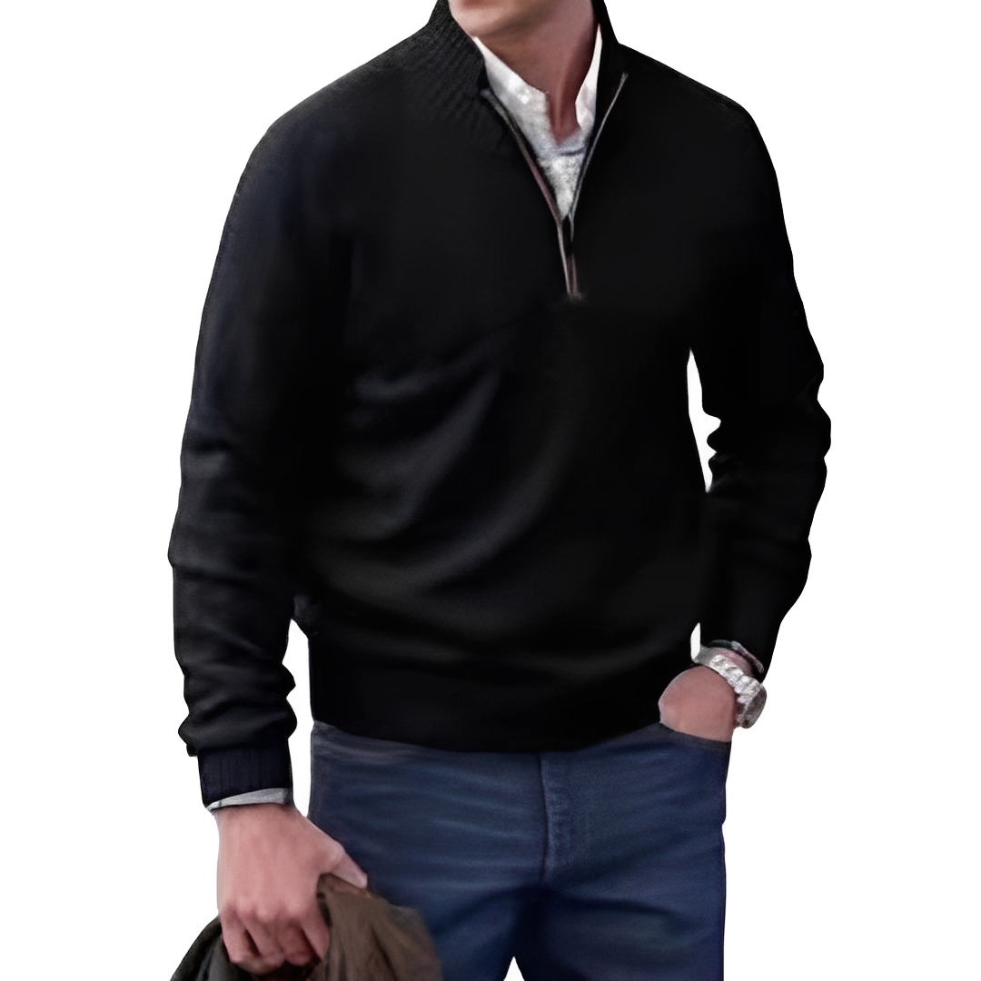 Matéo - Maglione da uomo in maglia con mezza cerniera