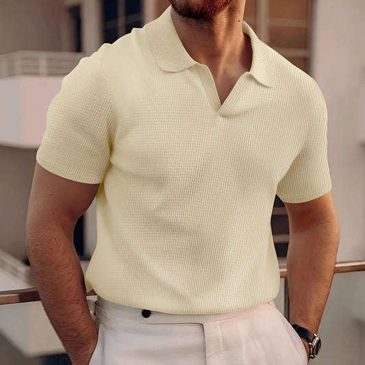 Harley - Einfaches Herren-Poloshirt mit kurzen Ärmeln und Wabenstruktur